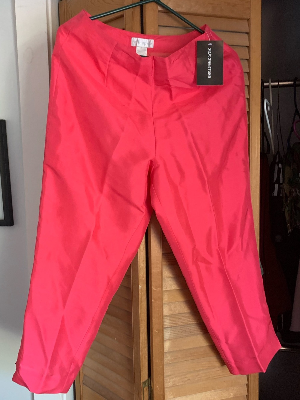NWT Vintage Worthington Hot Pink 100% silk Cropped Pants sz 8